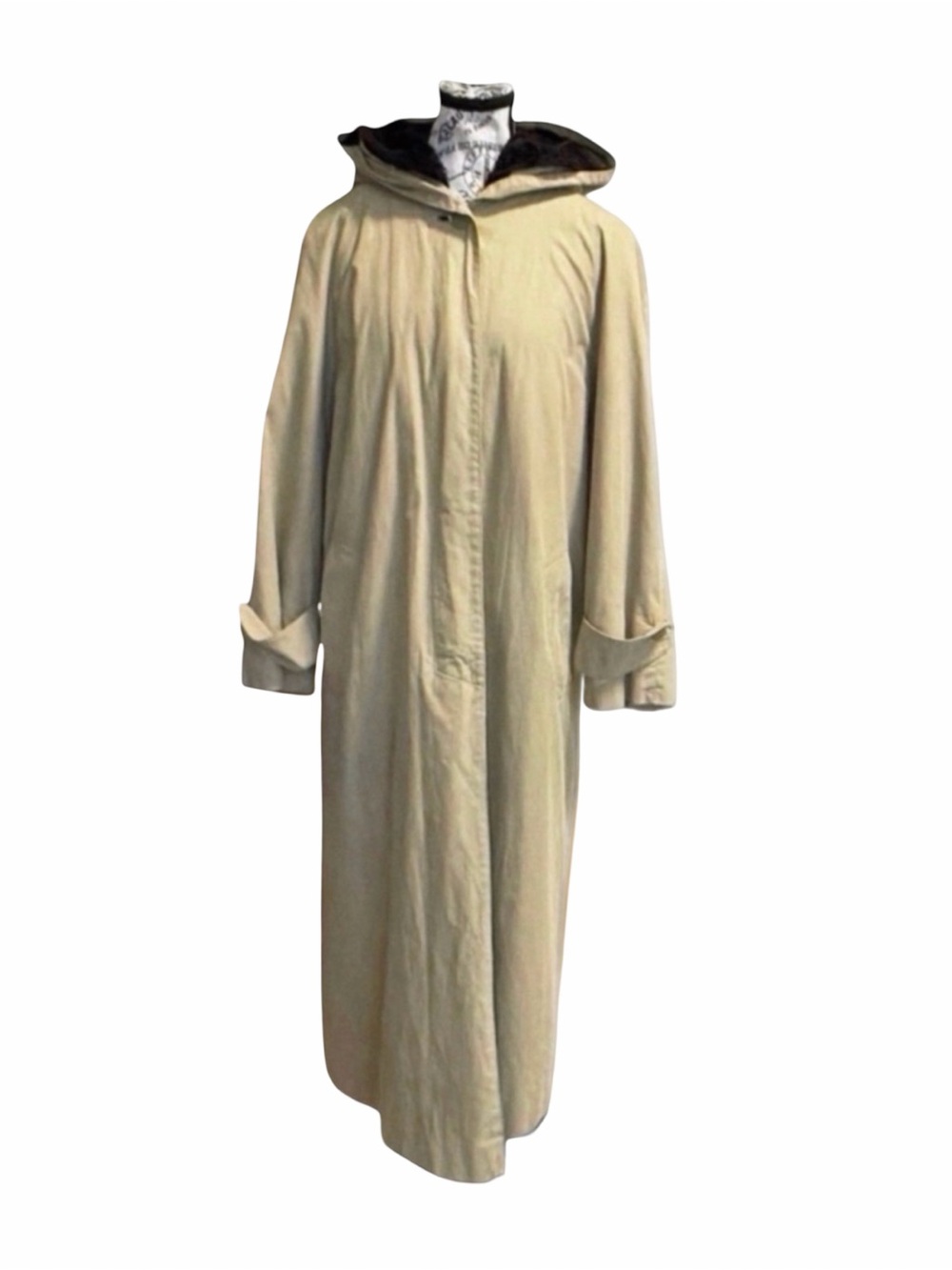 Carol Cohen Collectibles Hooded Long Coat | Faux Fur Lined | Trench Beige